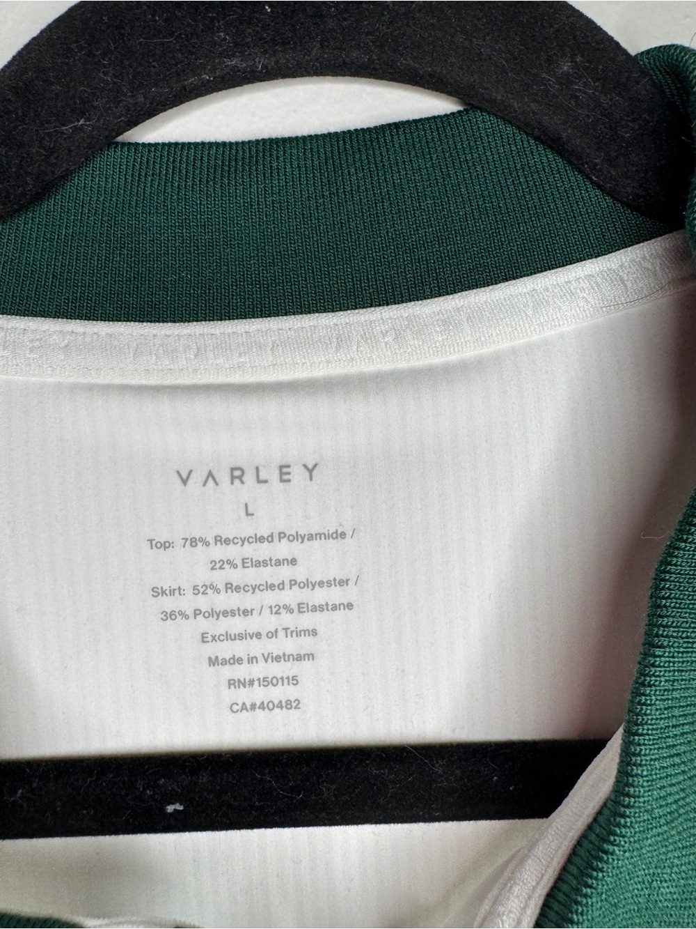 Varley Paloma White Tennis Dress with Dark Green Trim - Picture 2 of 6
